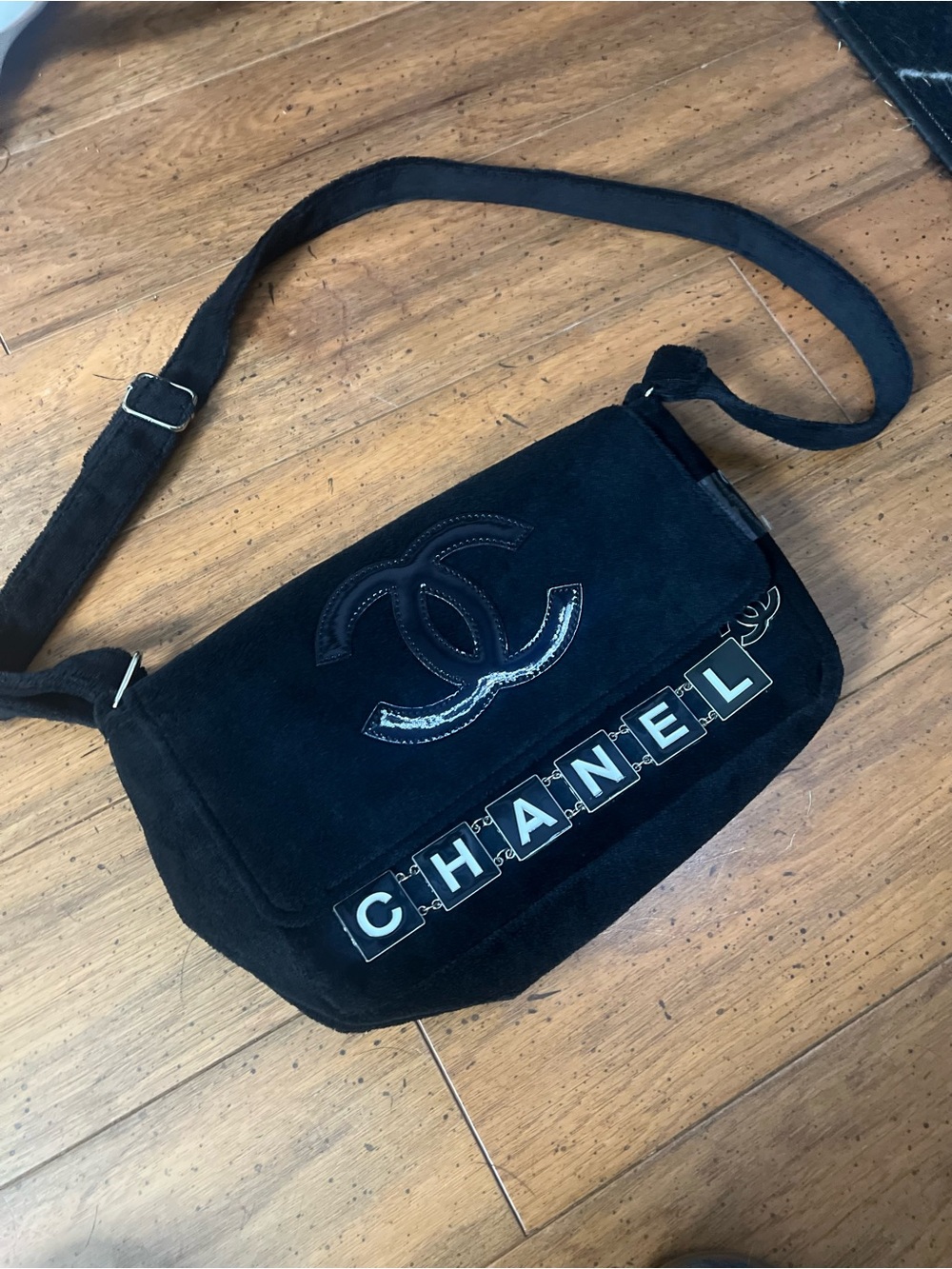 Chanel precision VIP Black Suede GWP Crossbody Messenger Bag